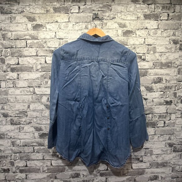 EUC A.B.S By Allen Schwaatz Cloth Stone Tencel Button Down Shirt Women's Size 6 - Picture 9 of 13